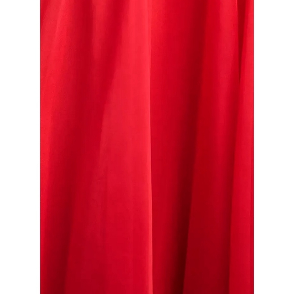 Mac Duggal X Anthropologie Indy A-Line Ruffled Back-Lace Up Chiffon Red Gown - Picture 4 of 7